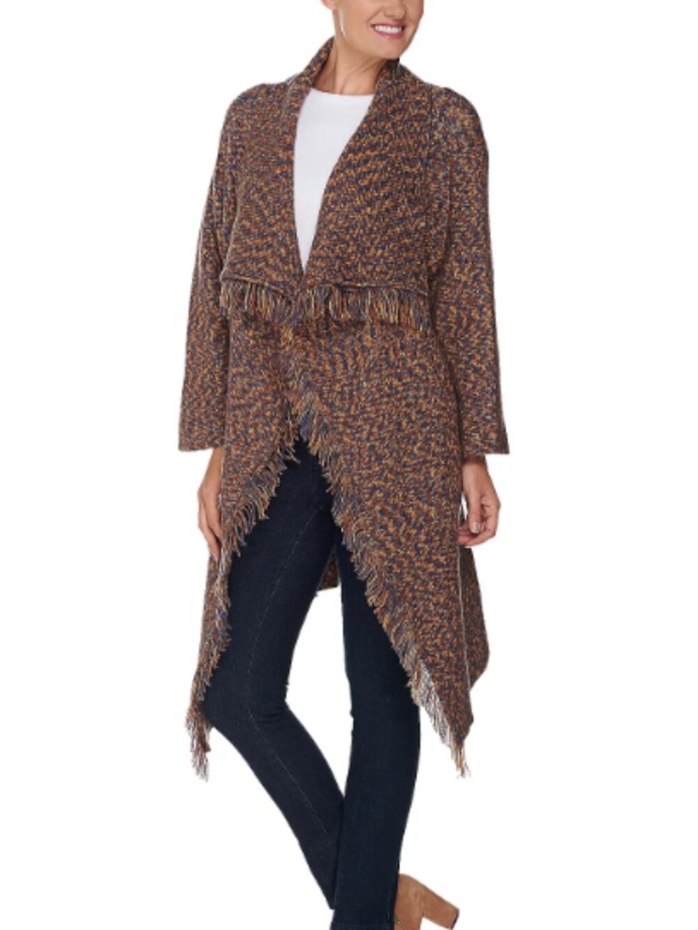G.I.L.I Open Front Marled Knit Cardigan  16756